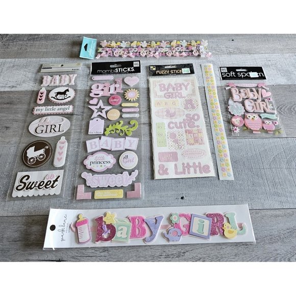 Sticker Lot BABY Girl Pink Scrapbooking 3D Stickers Babies Rare HTF Jolee's #91